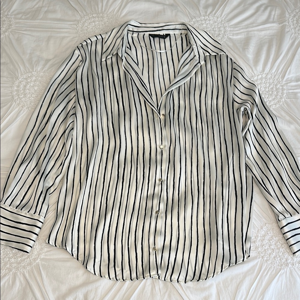 ZARA Striped Button-Up Blouse